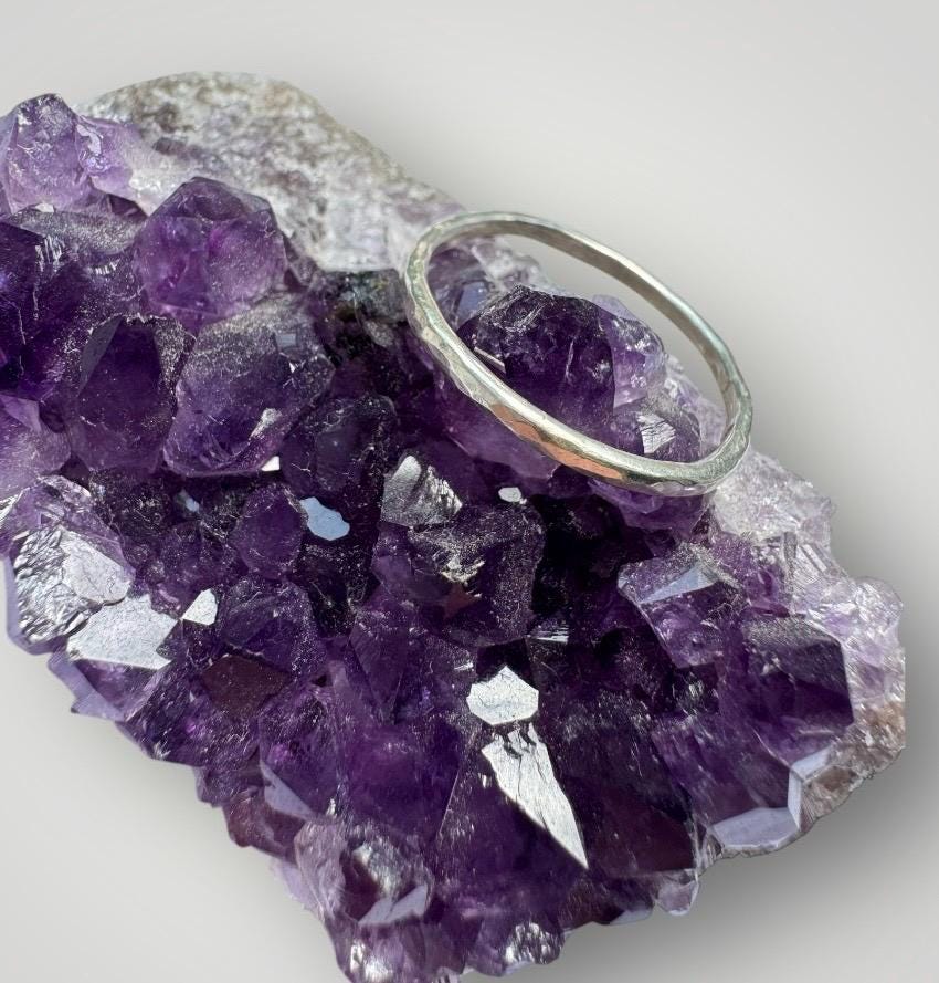 Handmade Sterling Silver Hammered Ring | Dainty Stacking Ring