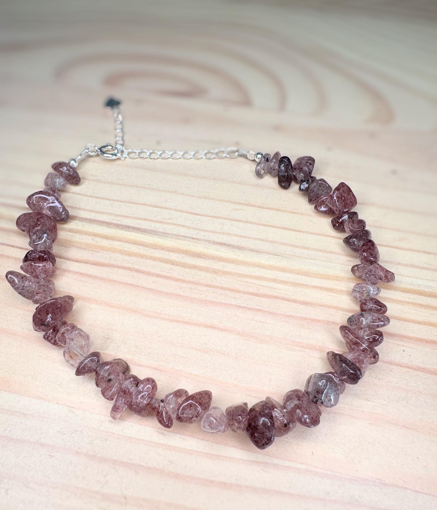 Strawberry Quartz Chip Beaded Bracelet | Crystal Jewellery