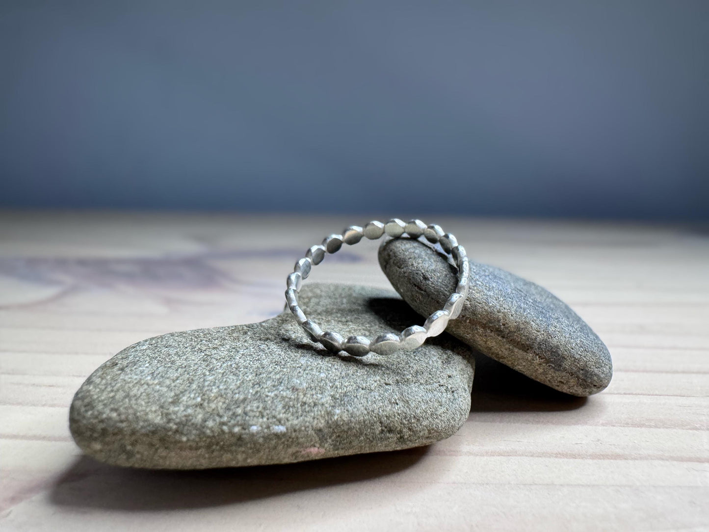 Sterling Silver Beaded Stacking Ring: Minimalist Handmade Jewelry