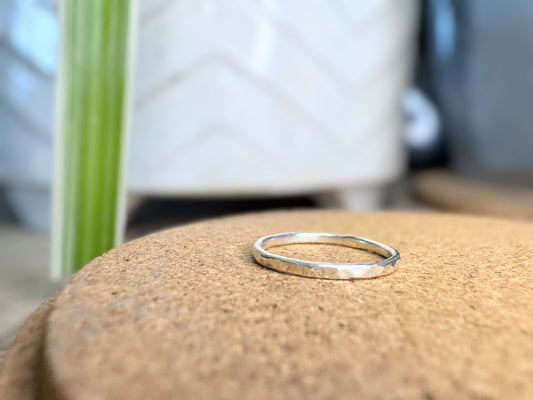 Handmade Sterling Silver Hammered Ring | Dainty Stacking Ring