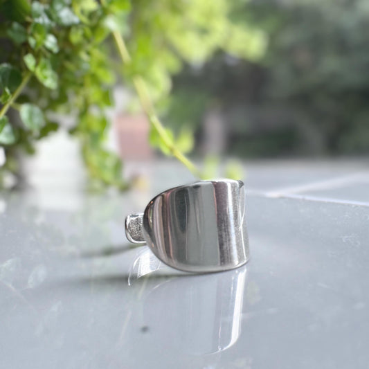 Minimalist Sterling Silver Cuff Ring | Adjustable Modern Band for Everyday Wear