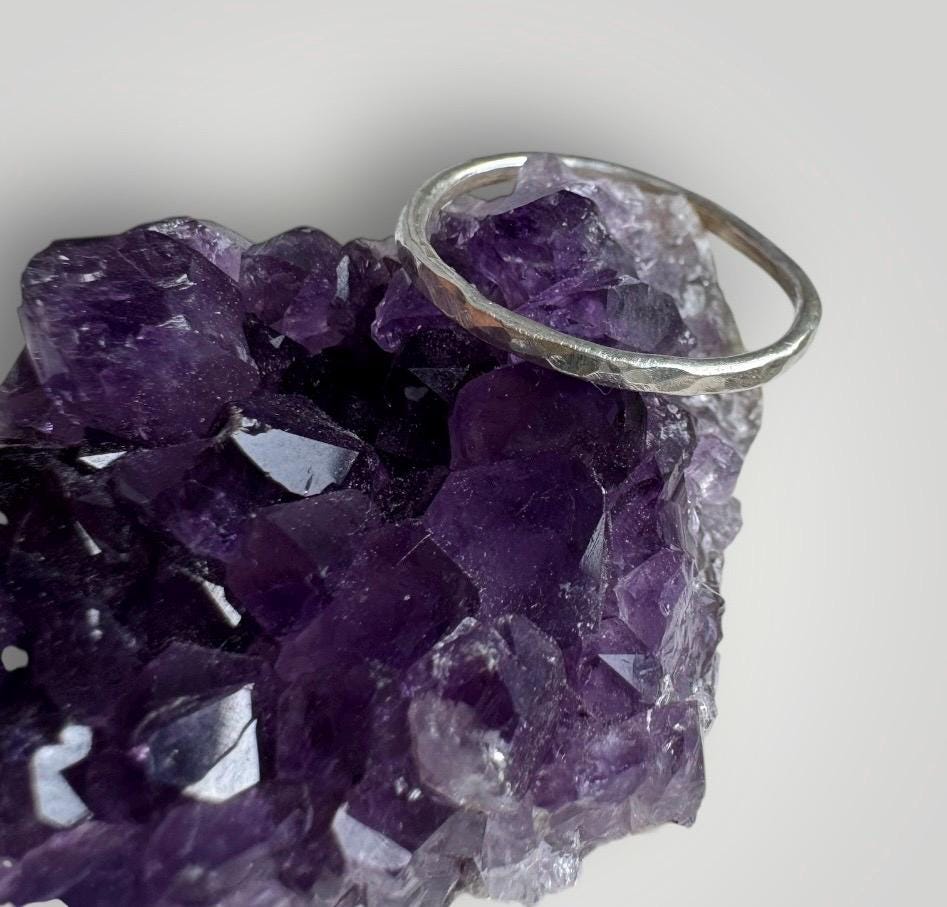 Handmade Sterling Silver Hammered Ring | Dainty Stacking Ring
