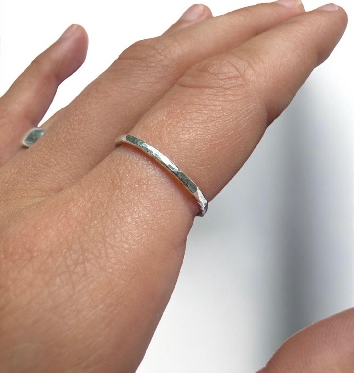 Handmade Sterling Silver Hammered Ring | Dainty Stacking Ring