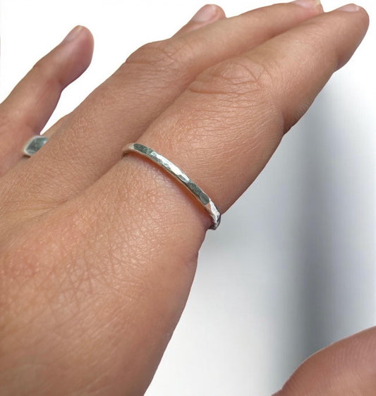 Handmade Sterling Silver Hammered Ring | Dainty Stacking Ring