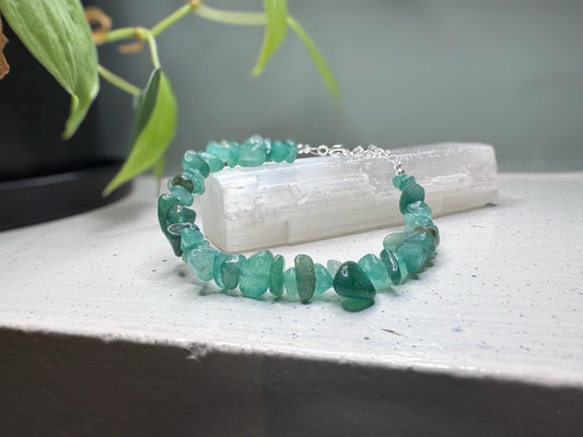 Aventurine Beaded Crystal Chip Bracelet | Minimal Crystal Jewellery