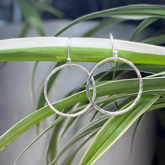Handmade Sterling Silver Dangle Hoop Earrings | Minimalist, Lightweight