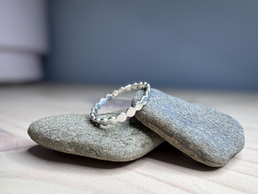 Sterling Silver Beaded Stacking Ring: Minimalist Handmade Jewelry