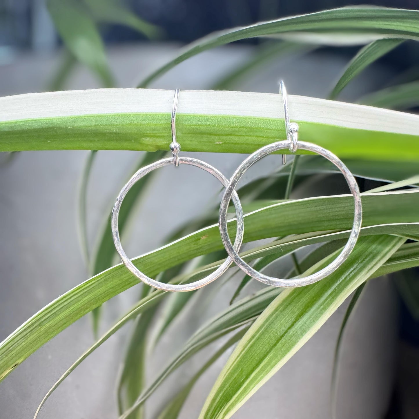 Handmade Sterling Silver Dangle Hoop Earrings | Minimalist, Lightweight