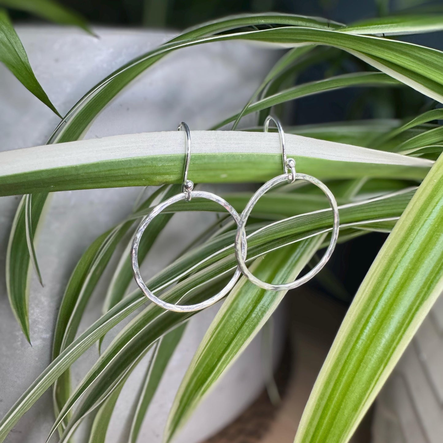 Handmade Sterling Silver Dangle Hoop Earrings | Minimalist, Lightweight