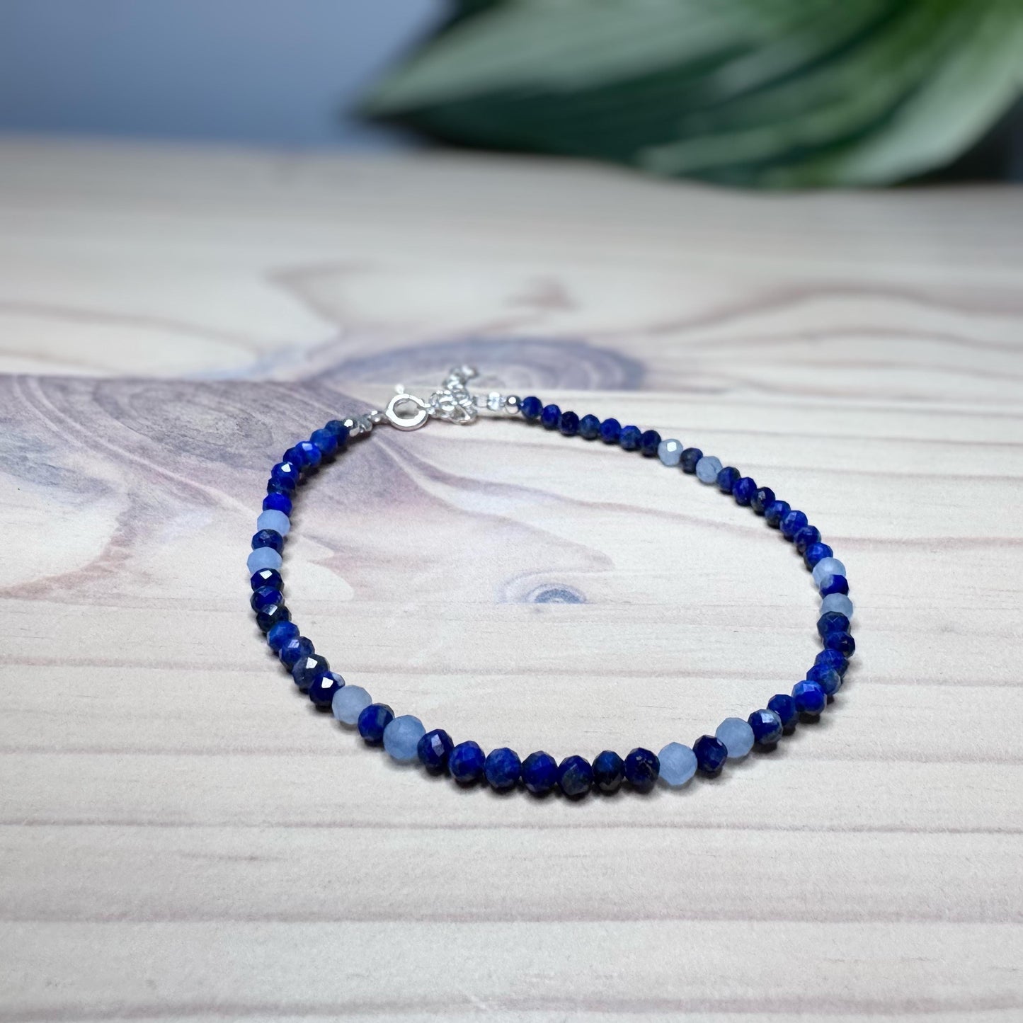Lapis Lazuli and Aquamarine Beaded Bracelet