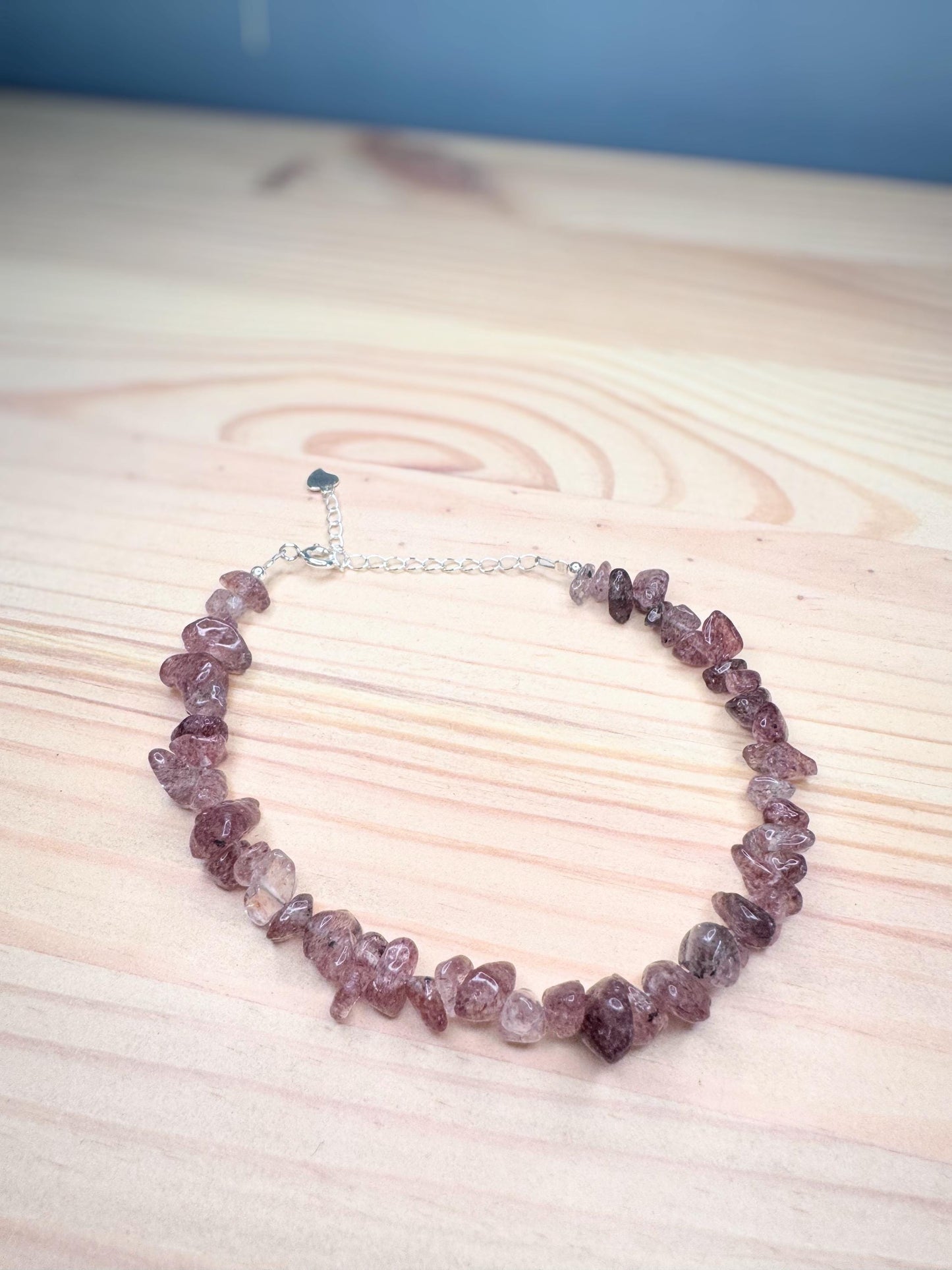 Strawberry Quartz Chip Beaded Bracelet | Crystal Jewellery