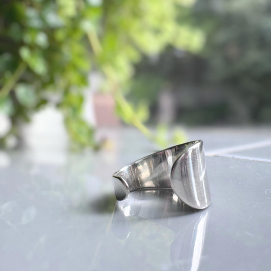 Minimalist Sterling Silver Cuff Ring | Adjustable Modern Band for Everyday Wear