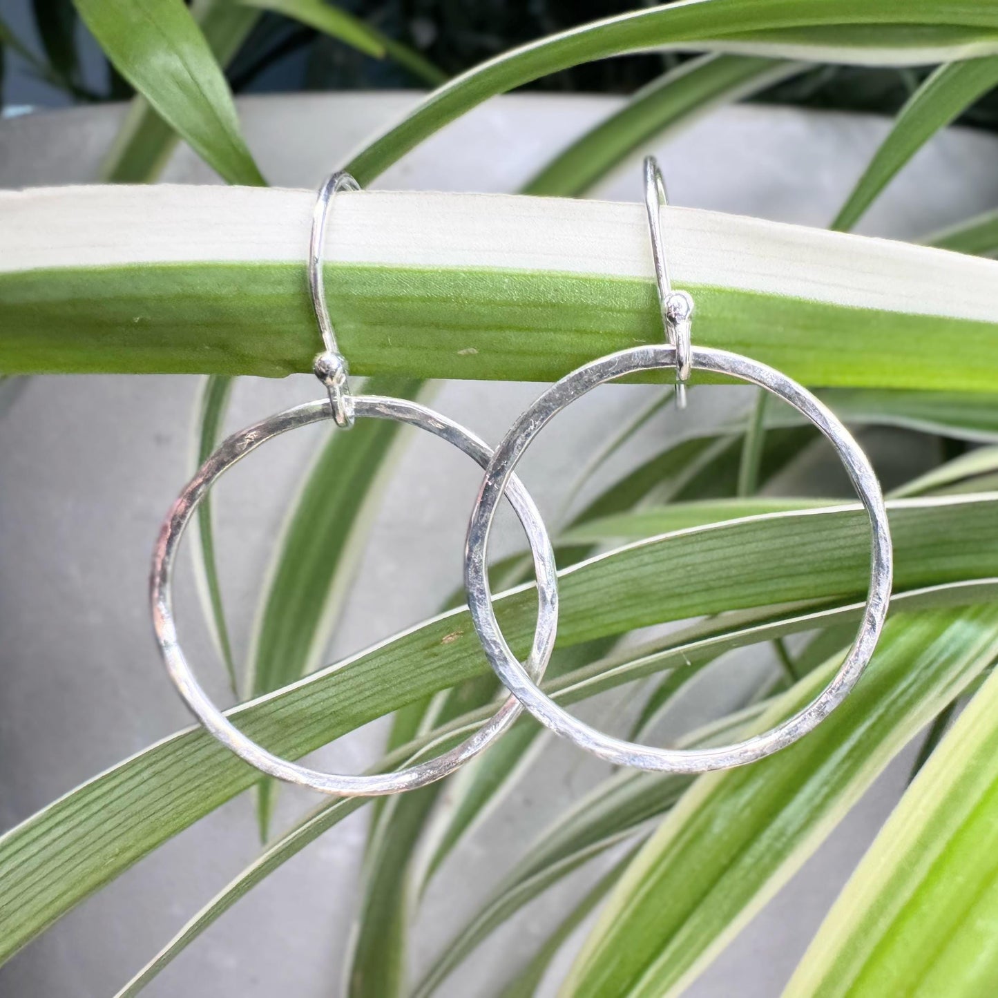 Handmade Sterling Silver Dangle Hoop Earrings | Minimalist, Lightweight